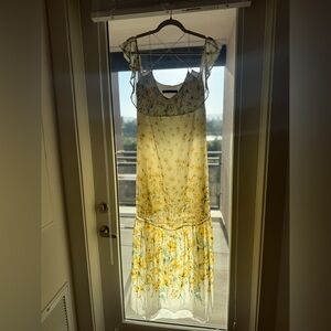 NWOT Zara Yellow Floral Long Sleeve Dress - S